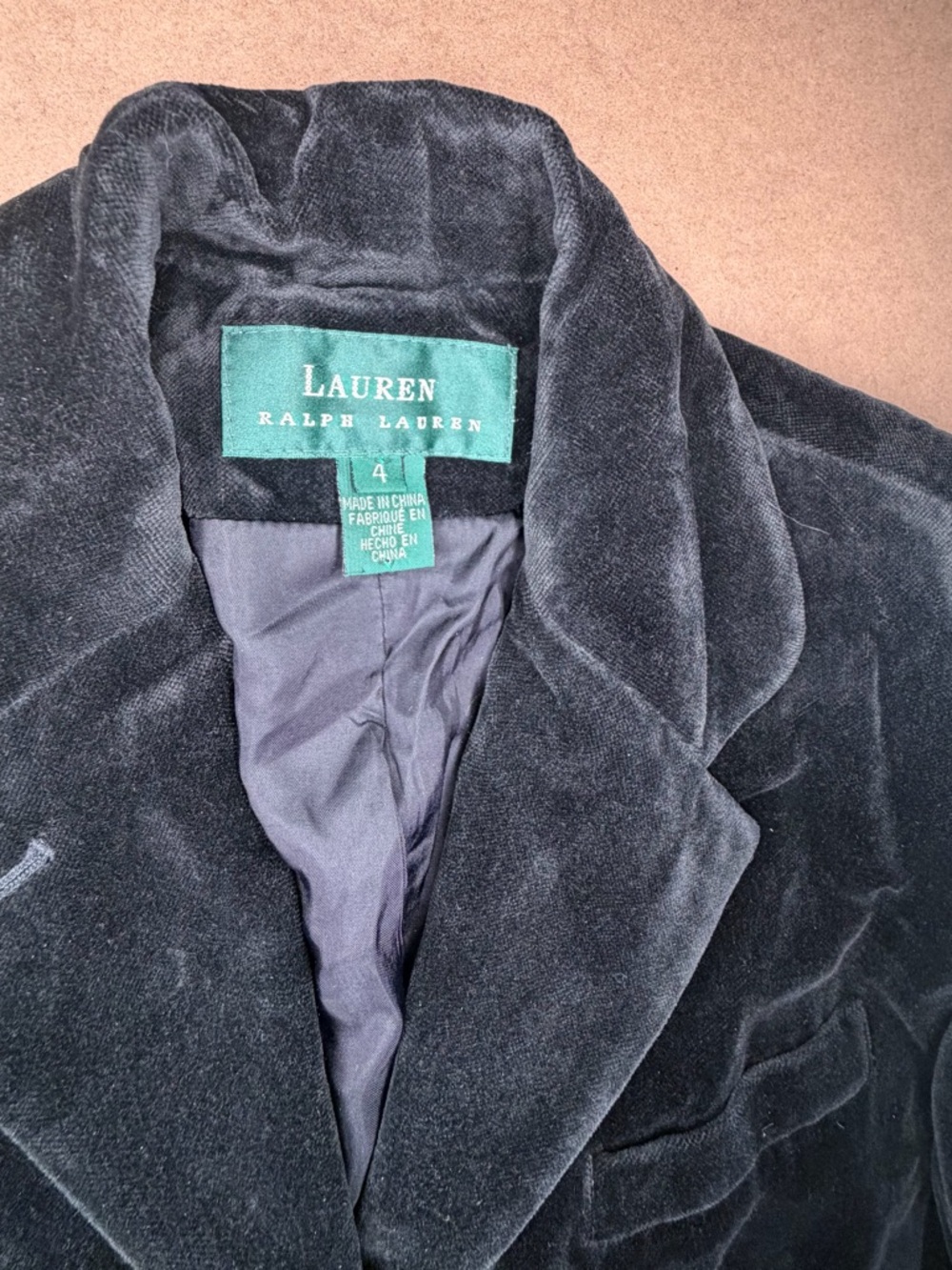 Lauren Ralph Lauren Black Velvet Tailored Blazer size 4 - Picture 4 of 9